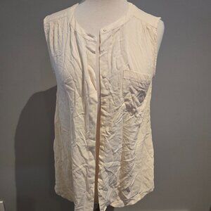 Soyaconcept Women’s Button-Front Sleeveless Blouse | Size Small | Cream